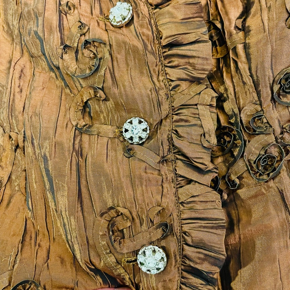 Coldwater Creek Copper Ruffled Textured Blazer - Picture 8 of 14